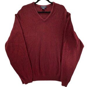 Brooks Brothers XL Pure Cashmere V Neck Sweater Maroon Red Great Britain Luxury